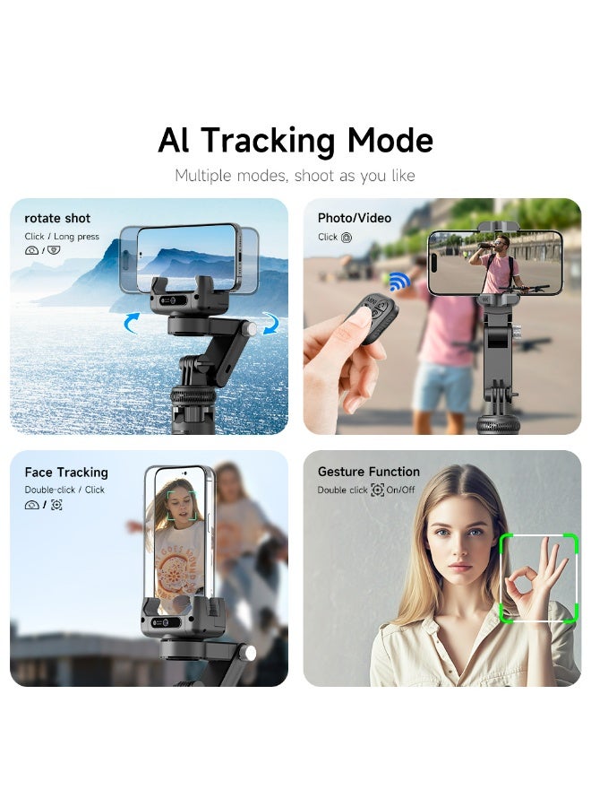 CiYatt 61.8‘’AI Cell Phone Stabilizer Gimbal with 360° Rotation, Automatic Face Tracking And Anti-Shake,  Selfie Sticks Quadrupod 157CM With Fill Light - Image 3